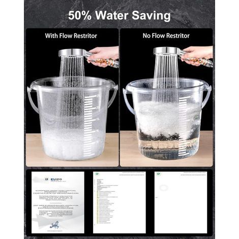 Pommeau de douche avec Filtre Economie Deau, Pommeau Douche Anti Calcaire Haute Pression, Douchette Douche Salle de Bain à Effet Pluie avec 5 Types de Jets Noir (1/3)