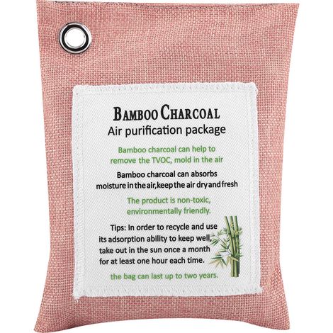 Sac à purification d'air 8 couleurs, charbon actif bambou désodorisant, neutralise les odeurs en voiture, couleur ivoire (1/5)