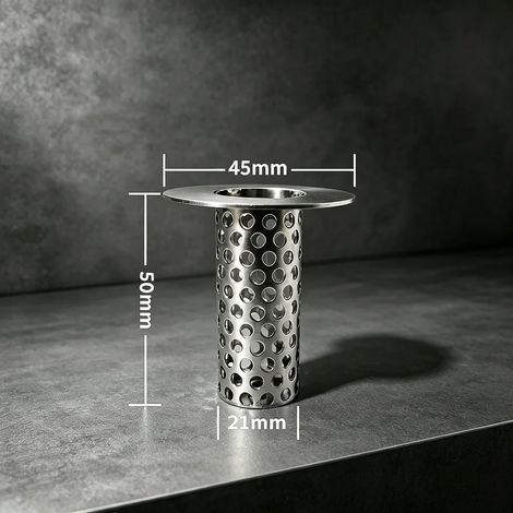 (45mm-China Mainland)Stainless Steel Perforated Drain Filter Cylinder Anti-Clog Sewer Debris Strainer For Sewer Pipe Multiple Specifications (1/4)