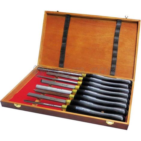 JUEGO 8 GUBIAS ALTA CALIDAD HSS PARA TORNO MADERA HOLZMANN H8TLGN