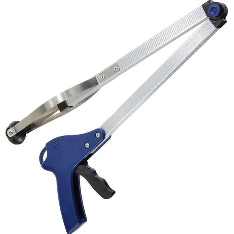 Pinza pieghevole a braccio lungo blu per afferrare/raccogliere rifiuti (1/3)