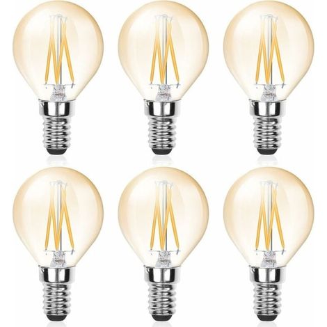 Ampoule LED G45 Filament E14, 4W équivaut 40W, 220V 380lm, lot de 6, blanc chaud, idéale pour déco et luminaires (1/5)