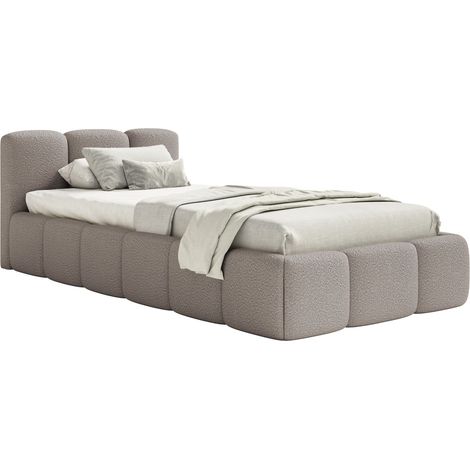 Selsey Cloudy Low – Polsterbett 90x200 cm, Bouclé Hellgrau