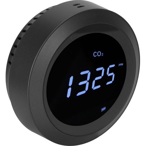 Détecteur de dioxyde de carbone avec alarme intelligente, testeur portable de qualité de l'air noir (1/5)