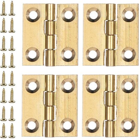 4 bisagras pequeñas, 25×22 mm, latón de calidad, mini bisagras plegables, color dorado, bisagra para armario con tornillos para joyería, caja de madera, bricolaje, muebles (1/5)