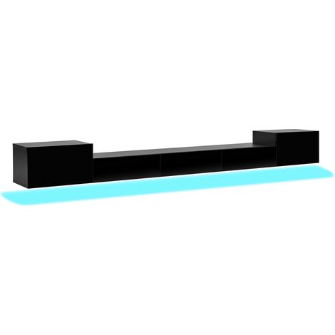 Mueble TV colgante negro con LED multicolor y puertas brillantes 245 x 30 x 26 cm (1/5)