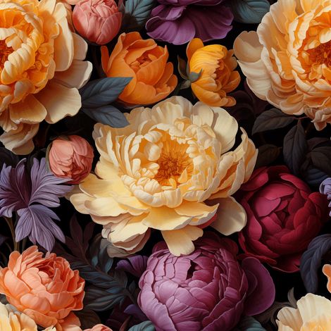 Papier peint panoramique - Pivoines - 130 cm x 130 cm (1/2)