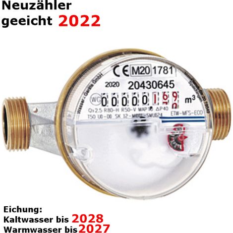Wohnungswasserzähler Eco Qn 2,5 - 3/4 x 130 mm - kalt Eichung 2024 (1/5)