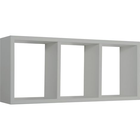 Mensola Rettangolare 3 Scomparti da Parete 70x30x15.5 cm in Fibra di Legno Tristano Grigio Sasso (1/5)