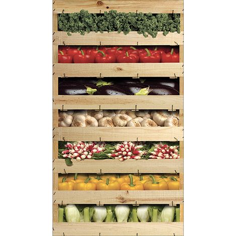 Sticker réfrigérateur et lave vaisselle, légumes du marché saveurs fraîches cuisine maison déco, 180 cm X 100 cm (1/4)