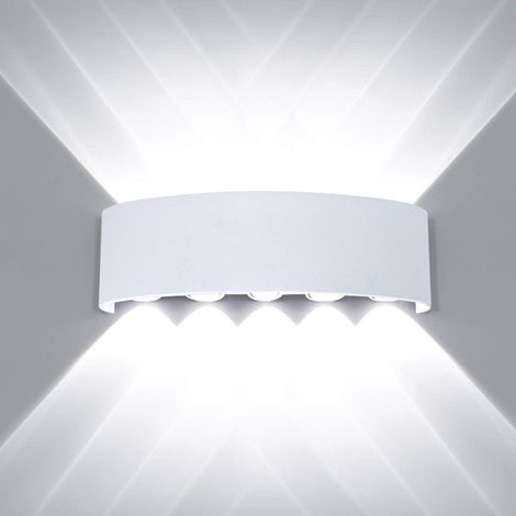 Applique murale moderne étanche à LED, éclairage haut et bas, miroir mural en aluminium, pour intérieur et extérieur, idéale pour salle de bain, chambre, couloir, salon, porche, escalier, 10 W, blanc (1/5)