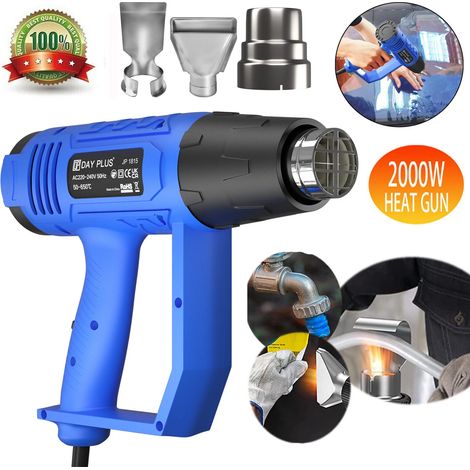Pistolet à air chaud + 3 buses pour l'artisanat, la rétraction de PVC, la réparation de téléphone et le décapage de peinture