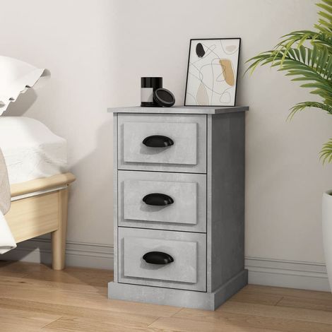 vidaXL Comodino Grigio Cemento 39x39x67 cm in Legno Multistrato (1/5)