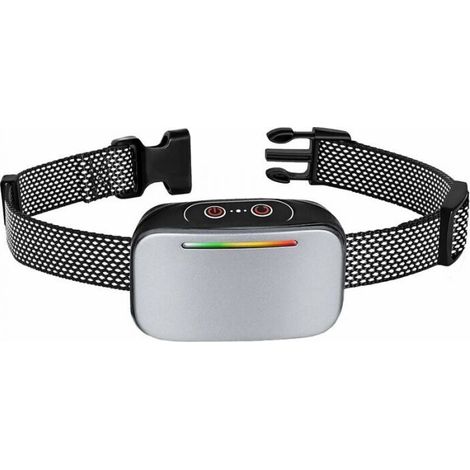 Silver Automatic Anti-Bark Collar for Dogs, Intelligent Anti-Bark Control, Rechargeable, Static Shock, Vibration and Sound Mode, IP67 Water Resistant, LED Indicator (1/5)