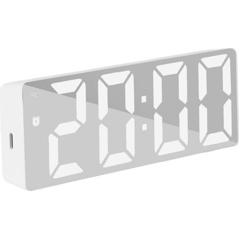Réveil miroir, horloge de bureau moderne, réveil lumineux, horloge de décoration d'intérieur, horloge de table de chambre à coucher, réveil moderne à LED miroir avec date et température pour (1/5)
