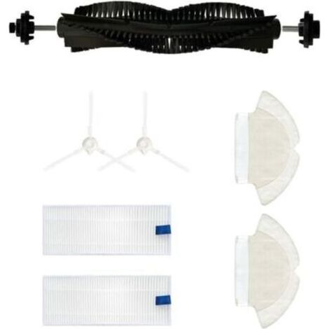 Kit d'accessoires 7 pièces pour l'aspirateur robot Tefal Rowenta X-plorer Série 75 RG7687 : brosse principale, 2 brosses latérales, 2 chiffons, 2 filtres (1/4)