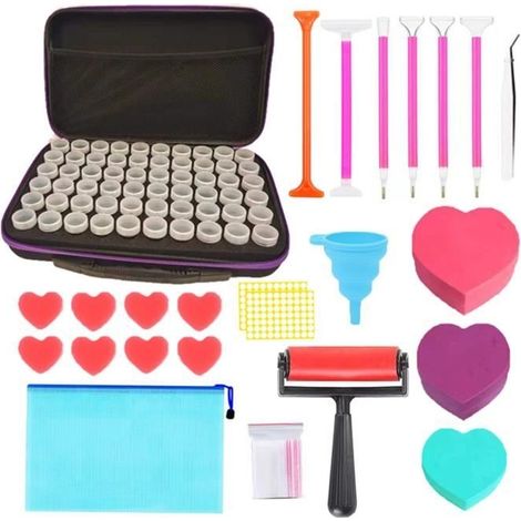 Boite Diamond Painting Rangement - Boite Broderie Diamant Avec 60 Petits Compartiments De Rangement, Outils De Peinture Diamant -B (1/4)