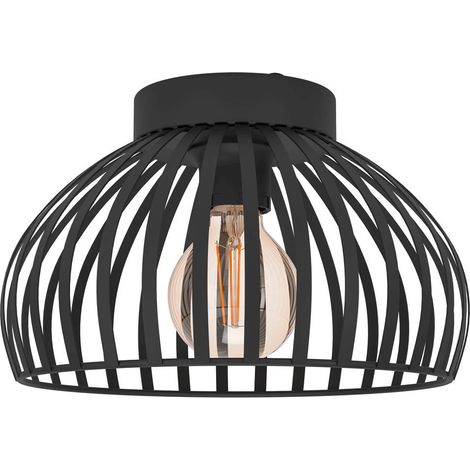 Plafoniera Minimal Mogano 3 Acciaio Nero 1 Luce E27 Ip20 (1/2)