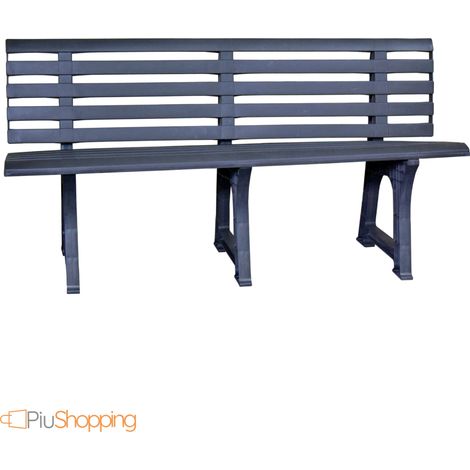 Panchina da Giardino Esterno Panca 3 Posti in Resina - 148x53x75 Antracite (1/5)