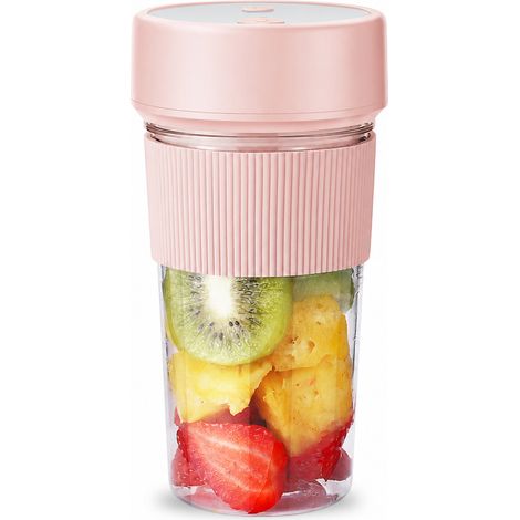 Blender Portable Rechargeable 350 ml, 6 Lames, Rose Pêche Froid (1/5)