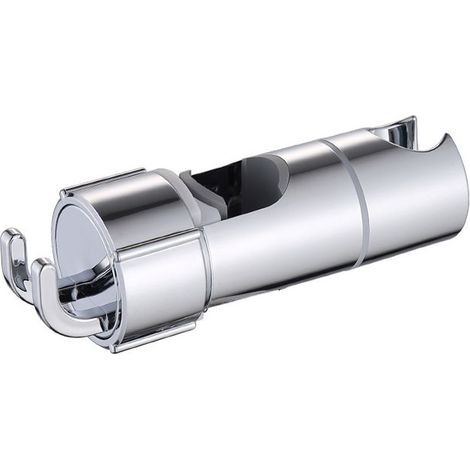 Support de Douche Réglable avec 2 Crochets, Universel Support de Pommeau de Douche pour Barre de Douche de 18-25 mm, ABS Chromé Support Douchette à Main, Installation Facile (1/4)