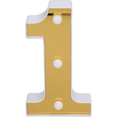 Enseigne lumineuse LED décorative numéro 1, idéale pour mariage, anniversaire, fête, Noël, maison, bar, décoration, blanc chaud (1/5)
