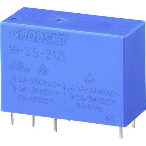 GoodSky MI-SS-212L Relais pour circuits imprimés 12 V/DC 5 A 2 inverseurs (RT) 1 pc(s) Tube (1/4)