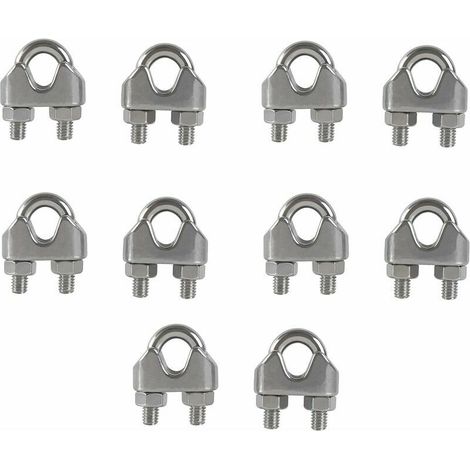 M6 Serre-câbles Etrier U Boulon Clip de Câble 304 Acier inoxydable Selle de pince de Câble Câble métallique Clips pour etendoir linge exterieur10PCS (1/5)