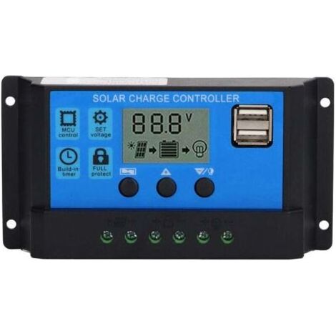 Contrôleur de Charge Solaire PWM 100A pour Panneau 12V/24V, Affichage LCD, Régulateur Photovoltaïque (1/4)