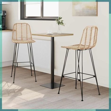 42011547 Chaise de bar 2 pcs Naturel 44,5 x 53 x 111 cm Rotin et métal (1/5)