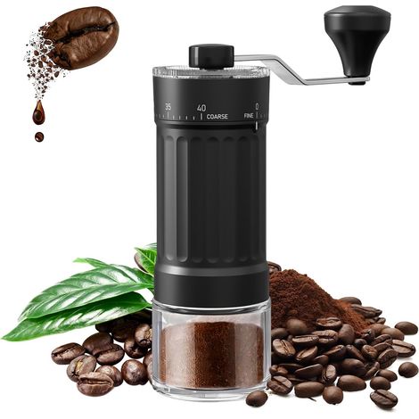 Moulin à café manuel, externe, réglable, degré de mouture réglable de grossier à fin, pour cafetière française, cafetière, aéropress, voyage, camping (1/5)