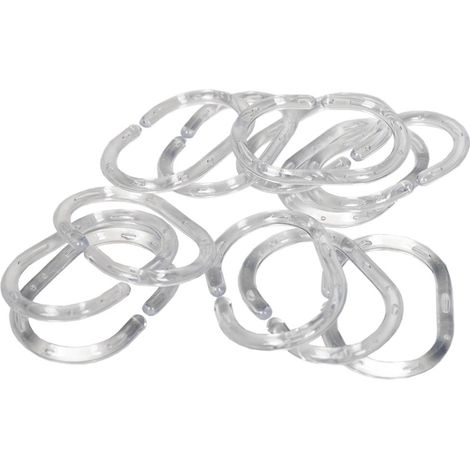 Pack 12 Anillas Cortinas Baño Transparente Modelo Ring