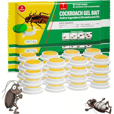 8 Pièces Piege Anti Cafard Puissant Professionnel- Pièges à Blattes pour Cuisine, Salle de Bain et Cellier（4 Pack） (1/5)