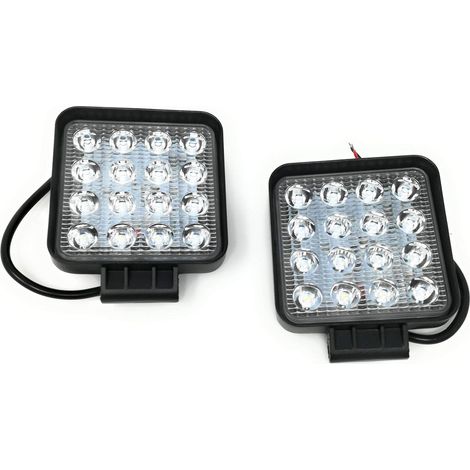 Tempo di Saldi 2 Fari 48W Quadrato, Faretto Led da Lavoro, 16 Led da 3W, di Profondità, Auto, Barca, Multicolore, 2 Pezzi (1/6)