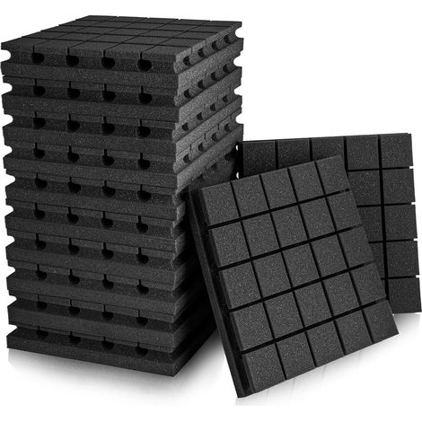 Lot de 12 panneaux de mousse acoustique, 30 x 30 x 5 cm, panneaux insonorisants, ignifuges et absorbant le bruit (sans adhésif) (1/5)