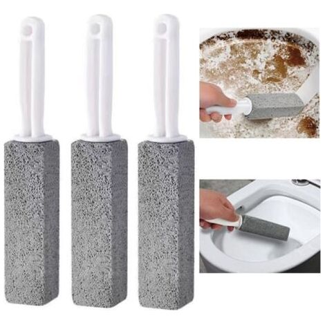 Brosse de toilette en pierre ponce 3 pièces (grise, 3.8X3.8X23.5CM), nettoyage des toilettes domestiques, gris lime (1/5)