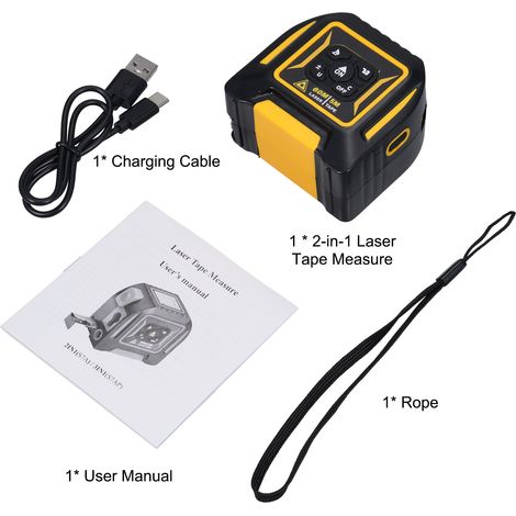 GARRYFIZH Mètre Laser 3-en-1 5m+60m LCD 5 Fonctions Unités (1/5)