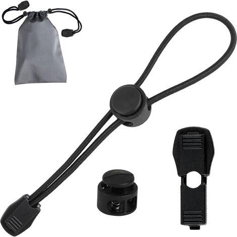 Corde Elastique 3mm 10m, Élastique Rond avec 20 Kordelklemme et 40 Kordelstopper, Cordon Elastique Noir, Sac Cordon, Élastiques Rondes Résistantes pour Vêtements, Tentes et Linge, À Cordon de Serrage (1/5)
