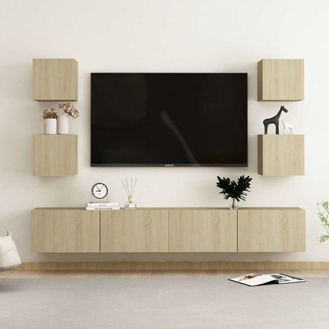 vidaXL 6 Piece TV Cabinet Set Sonoma Oak Engineered Wood (1/5)