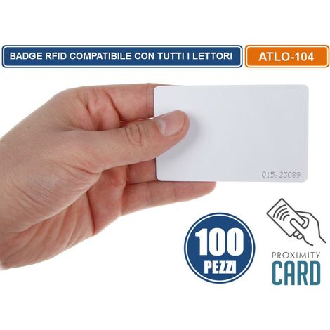 100 PEZZI TAG RFID BADGE APRICANCELLO INSERITORE CHIAVE ANTIFURTO PROSSIMITA' ATLO-104