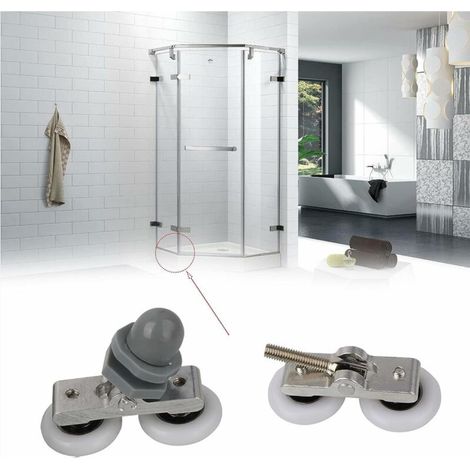 Accessoire de porte coulissante Roulettes Doubles pour Porte de Douche Roulettes pour Porte de Douche Roulettes Coulissantes Porte Salle de Bain Douche Rouleau de Douche de Rechange,Pièces de rechange (1/4)