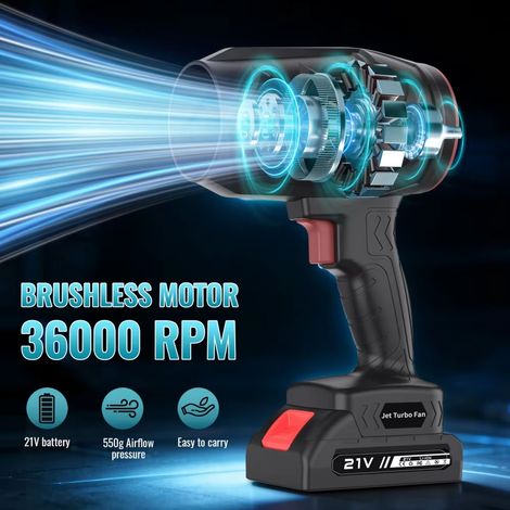 Souffleur d’Air Turbo Sans Fil Sans Balais 36000 Tr/min Dépoussiéreur Électrique Haute Puissance Noir Compatible Batterie Makita 18V/21V Atelier et Garage (1/5)
