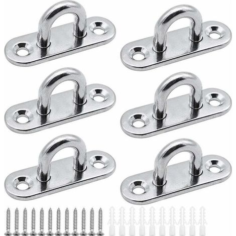 6 pièces plaques à œillets Plaque de Couverture en Acier Inoxydable Plaque de mât de 5mm Crochets de Fixation Robustes pour Crochets muraux chaises suspendues auvent Accessoires de Bateau etc (1/4)