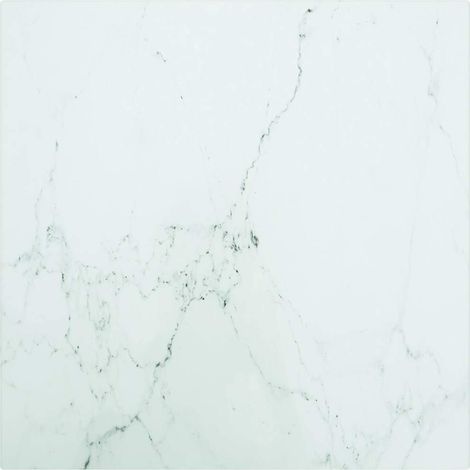 Tischplatte Weiß 40x40 cm 6 mm Hartglas in Marmoroptik