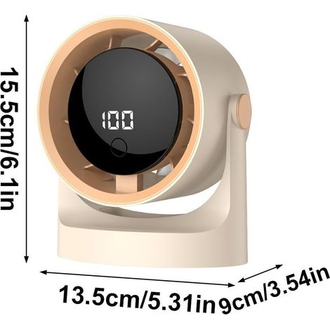 Ventilatore Portatile USB Ricaricabile con 100 Velocità e Display LED, Design Moderno in Plastica Resistente, Rotazione 360° e Timer, Ideale per Ufficio e Casa (1/4)