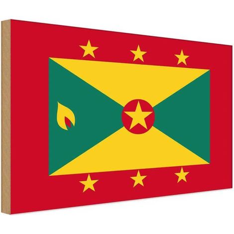 Panneau en bois 30x40 cm Drapeau, bannière et armoiries de la Grenade (1/4)