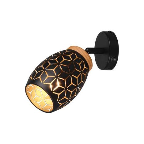 Wandleuchte Wandlampe Flurleuchte Metall schwarz gold E14 drehbar L 27 cm