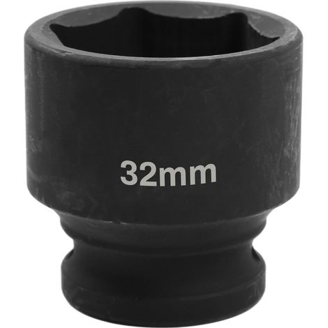 Douille à Choc 1/2" 32mm Hexagonale 6 Points, en Acier Chrome-Molybdène, pour Clé à Choc - Usage Intensif Garage, Industrie (1/5)