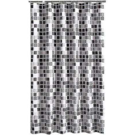 Rideau de douche 200 x 220 cm (l XH), anti-moisissure, antibactérien, hydrofuge, tissu polyester doux (1/3)