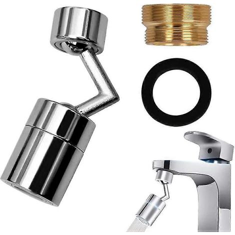 Robinet anti-éclaboussures universel, robinet pivotant à 720°, filtre à 4 couches, double joint torique, mousse enrichie en oxygène anti-éclaboussures (1/5)
